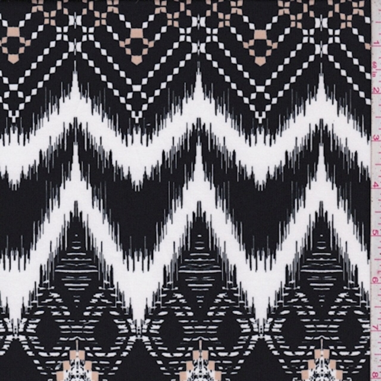 ITY Black/White Flamestitch Chevron Jersey Knit Fabric By the Yard